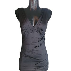 Nikibiki black sleeveless pleated bandage style bodycon dress M